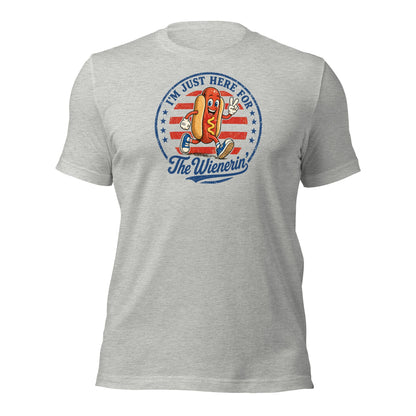 Just Here for The Wienerin Funny 4th of July Hot Dog Shirt BBQ Party Tee - Inken Image