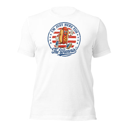 Just Here for The Wienerin Funny 4th of July Hot Dog Shirt BBQ Party Tee - Inken Image