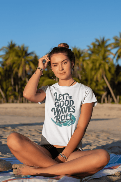 Let The Good Waves Roll Vintage Surf Graphic T-Shirt - Inken Image