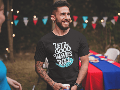 Let The Good Waves Roll Vintage Surf Graphic T-Shirt - Inken Image
