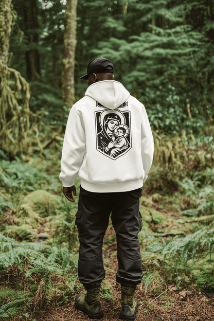 Mater Dei, Mother Mary and Baby Jesus Icon Graphic Hoodie - Inken Image