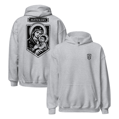 Mater Dei, Mother Mary and Baby Jesus Icon Graphic Hoodie - Inken Image