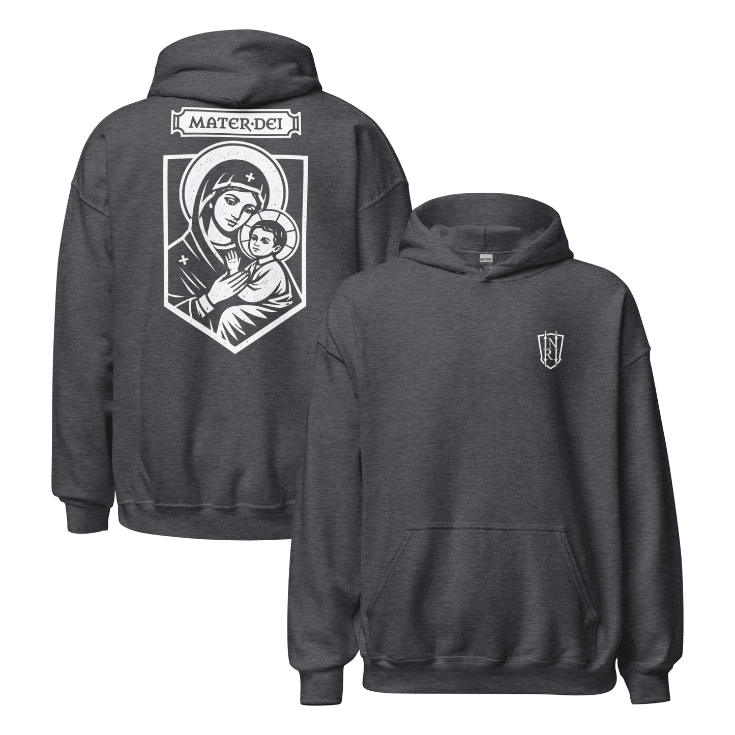 Mater Dei, Mother Mary and Baby Jesus Icon Graphic Hoodie - Inken Image