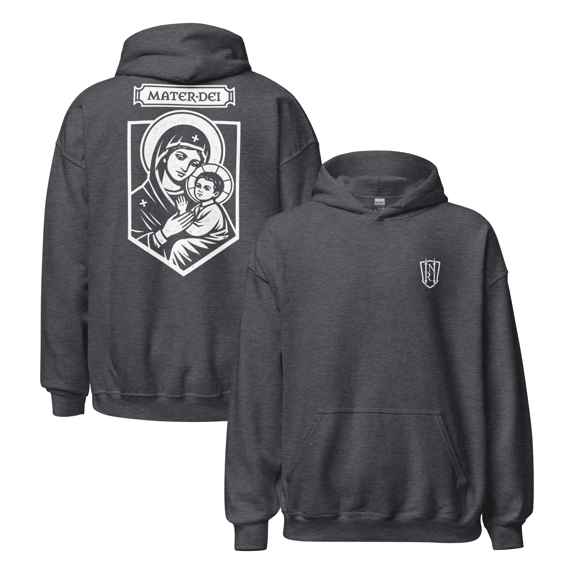 Mater Dei, Mother Mary and Baby Jesus Icon Graphic Hoodie - Inken Image