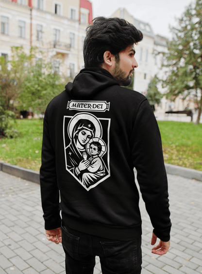 Mater Dei, Mother Mary and Baby Jesus Icon Graphic Hoodie - Inken Image
