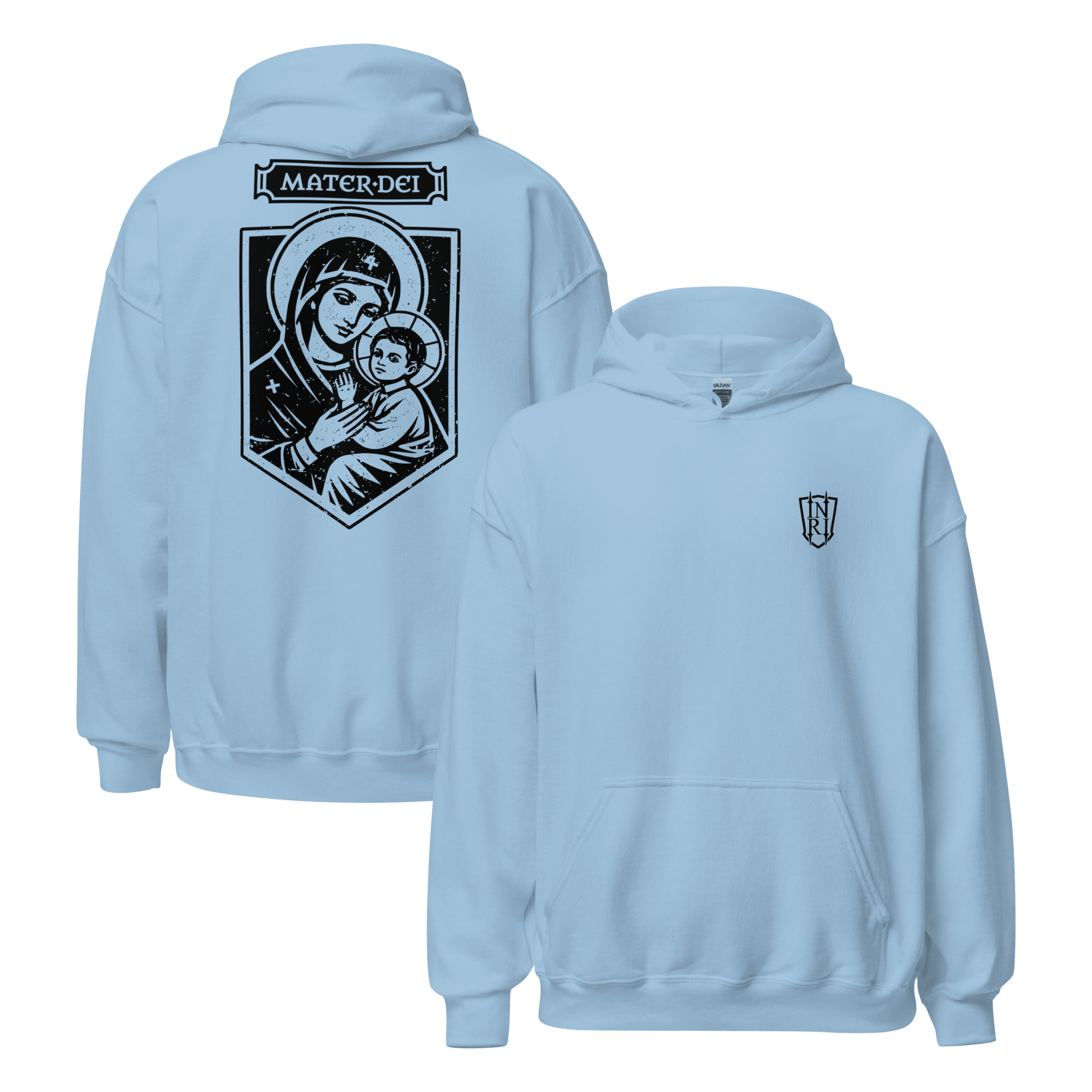 Mater Dei, Mother Mary and Baby Jesus Icon Graphic Hoodie - Inken Image