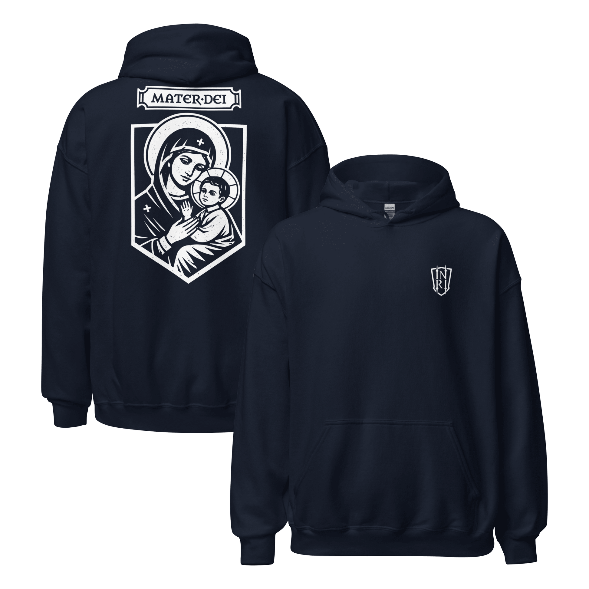 Mater Dei, Mother Mary and Baby Jesus Icon Graphic Hoodie - Inken Image