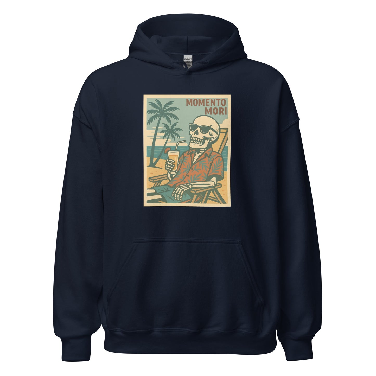 Momento Mori Beach Day Retro Hoodie - Inken Image