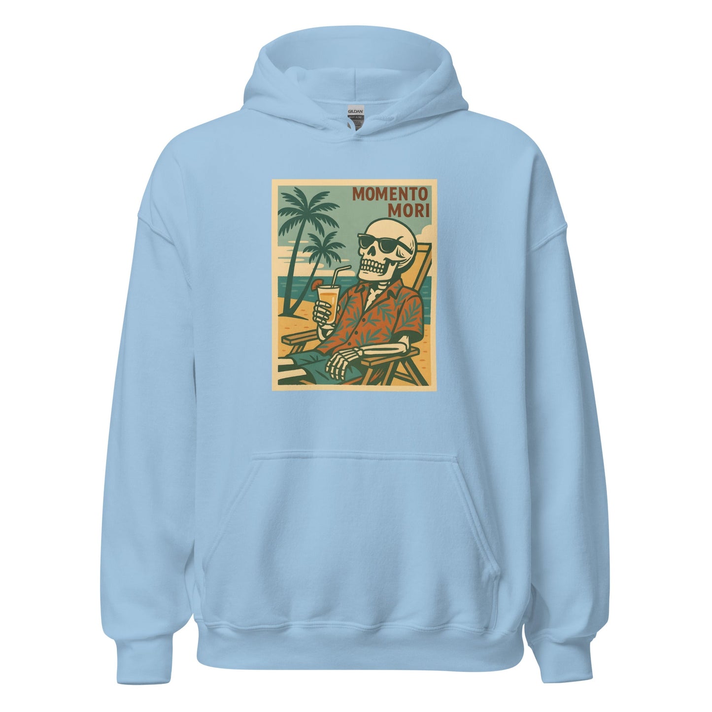 Momento Mori Beach Day Retro Hoodie - Inken Image