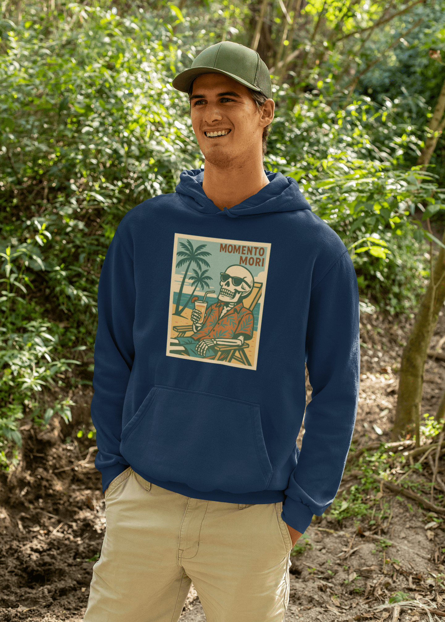 Momento Mori Beach Day Retro Hoodie - Inken Image