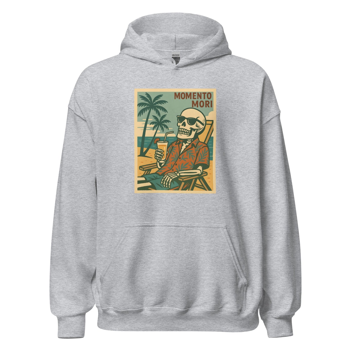 Momento Mori Beach Day Retro Hoodie - Inken Image