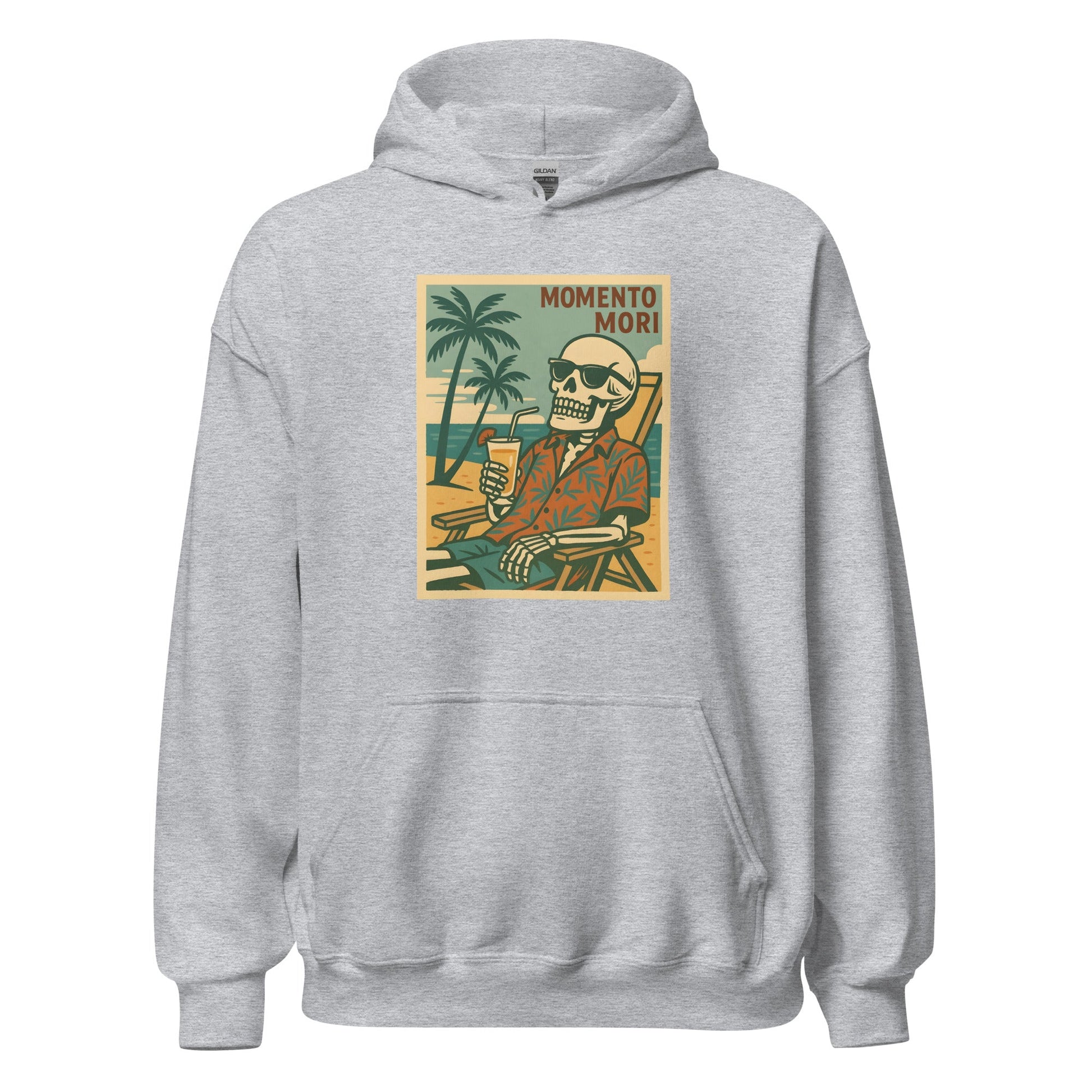 Momento Mori Beach Day Retro Hoodie - Inken Image