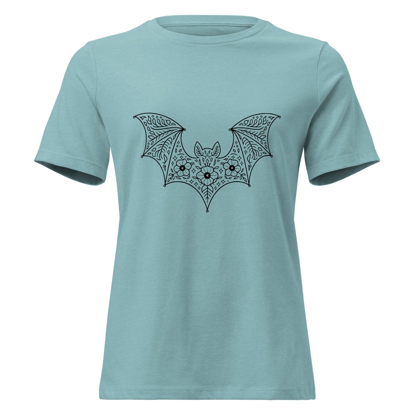Moonflower Flying Bat Lace Silhouette T-Shirt - Inken Image