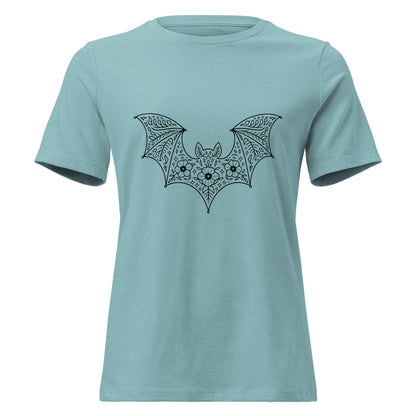 Moonflower Flying Bat Lace Silhouette T-Shirt - Inken Image