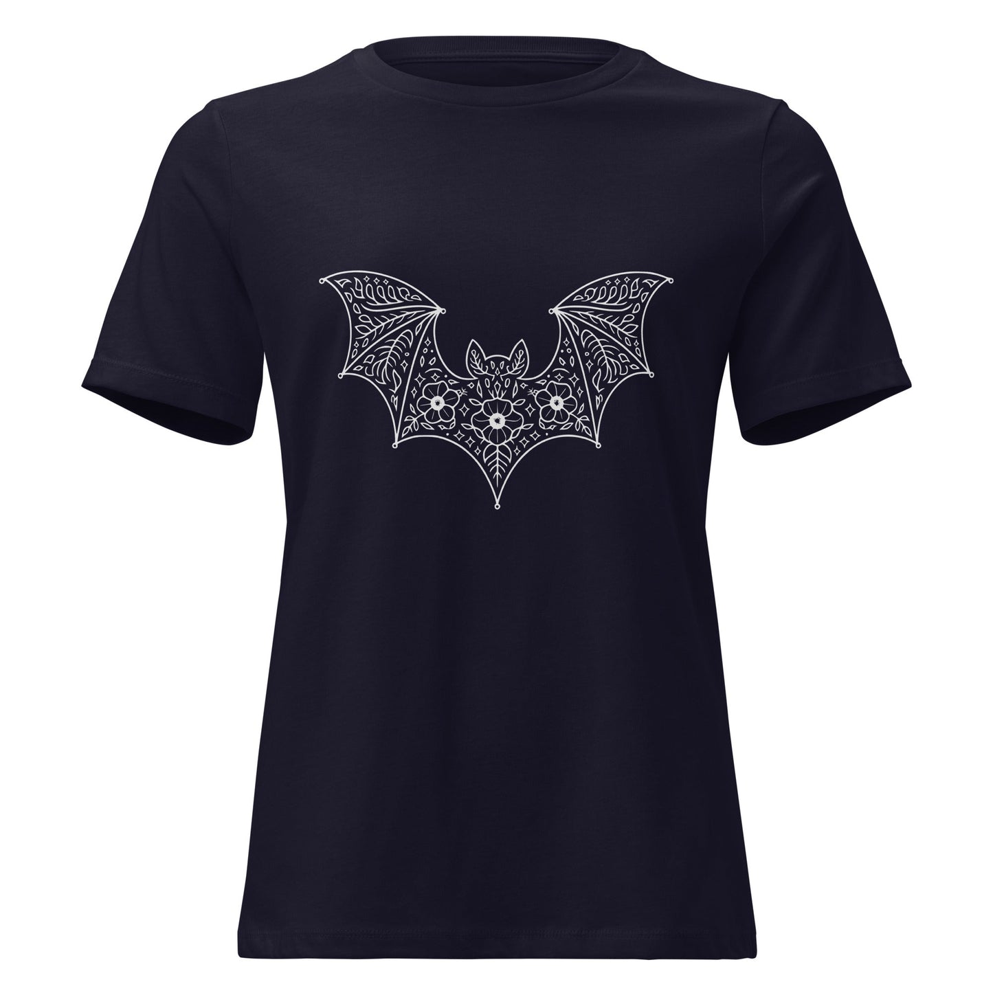 Moonflower Flying Bat Lace Silhouette T-Shirt - Inken Image