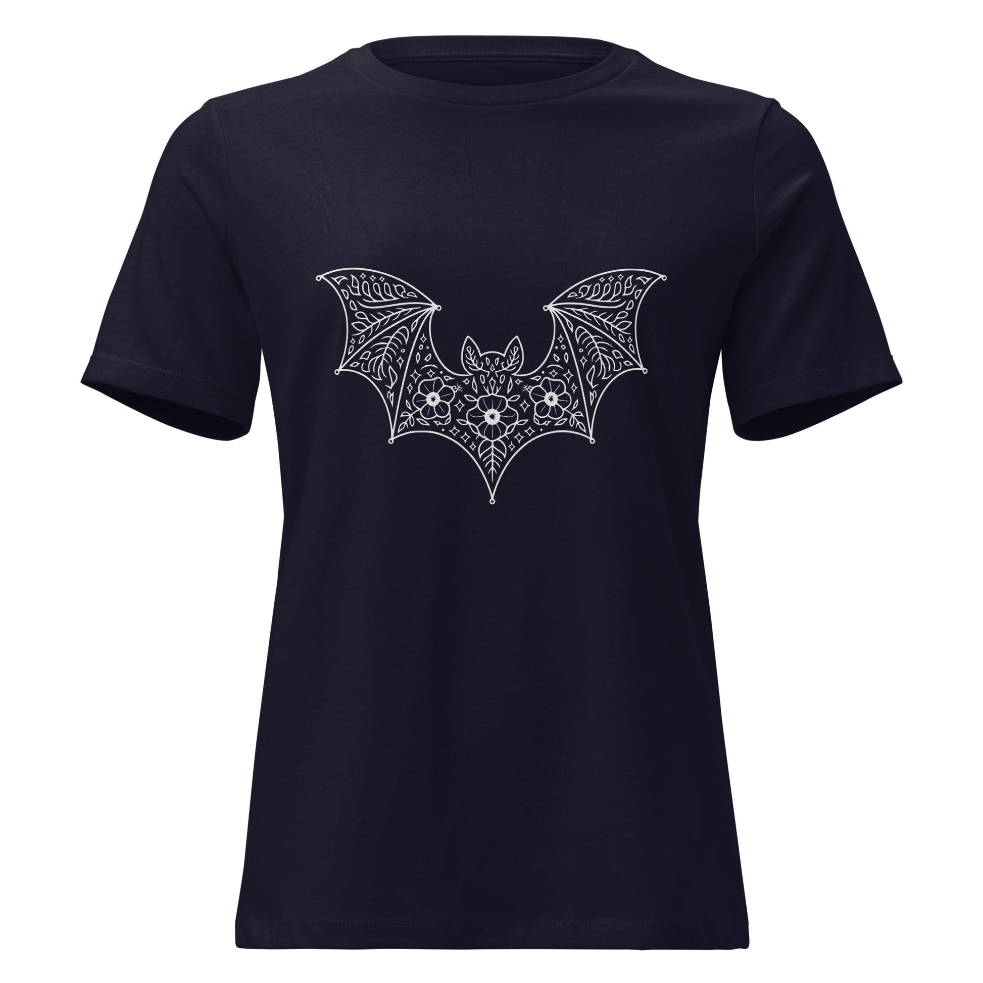 Moonflower Flying Bat Lace Silhouette T-Shirt - Inken Image