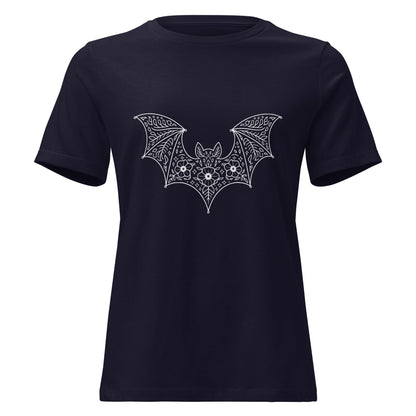 Moonflower Flying Bat Lace Silhouette T-Shirt - Inken Image