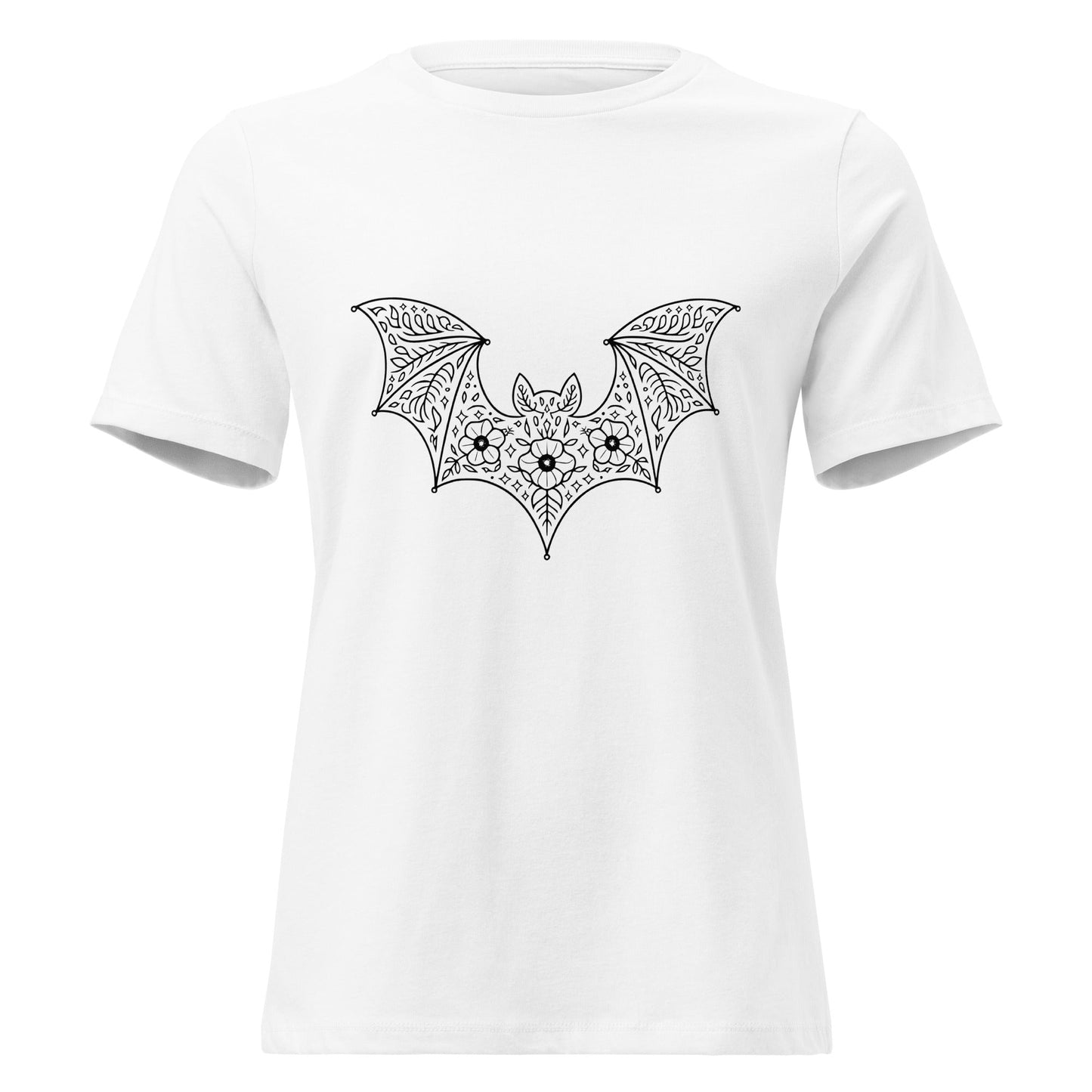 Moonflower Flying Bat Lace Silhouette T-Shirt - Inken Image