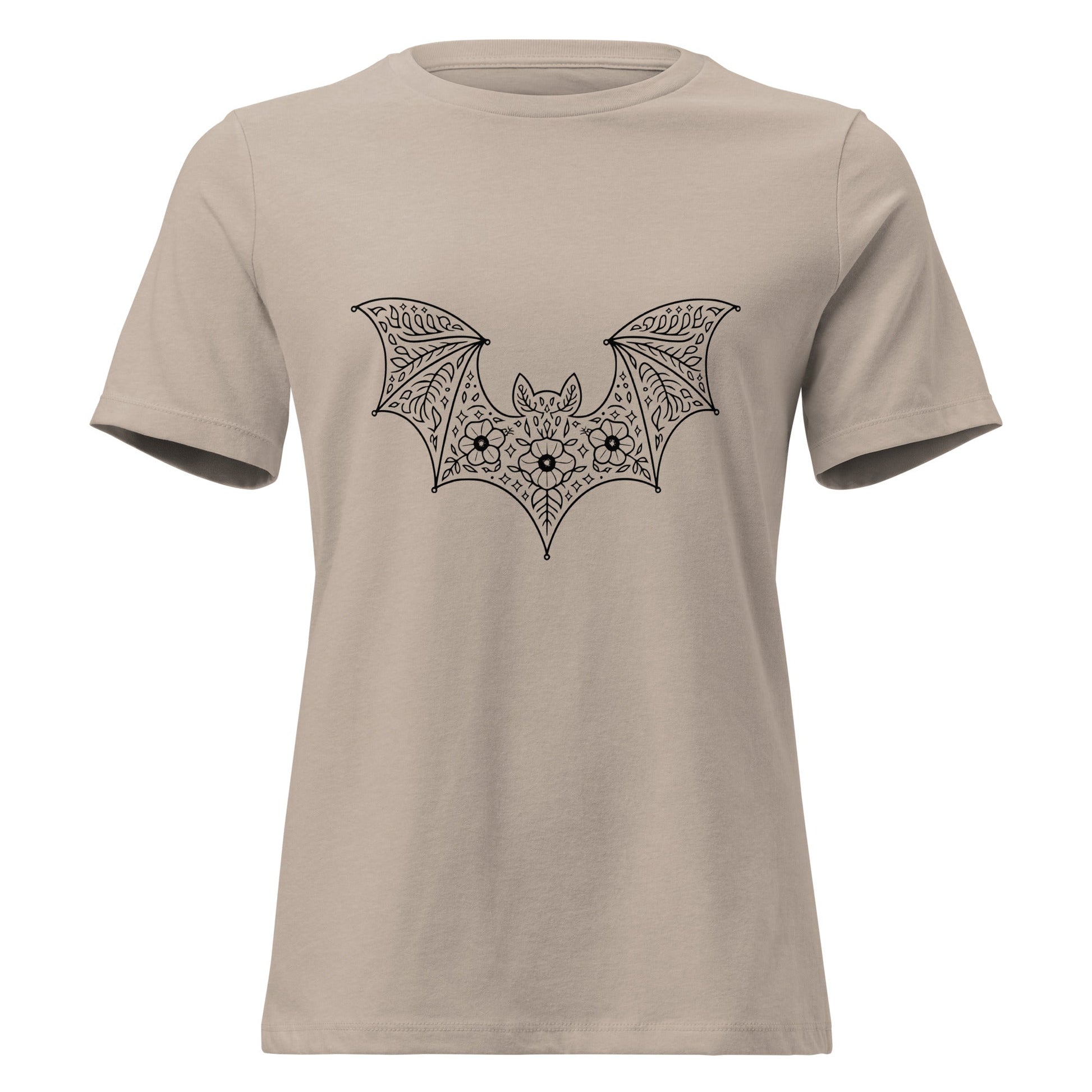 Moonflower Flying Bat Lace Silhouette T-Shirt - Inken Image