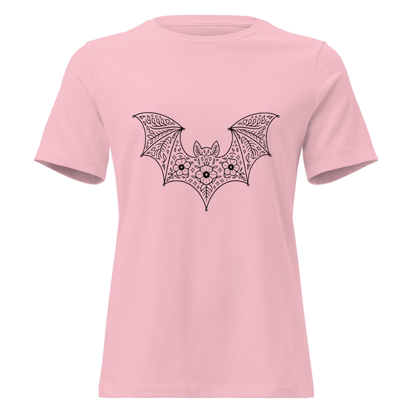 Moonflower Flying Bat Lace Silhouette T-Shirt - Inken Image