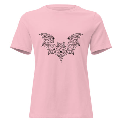 Moonflower Flying Bat Lace Silhouette T-Shirt - Inken Image