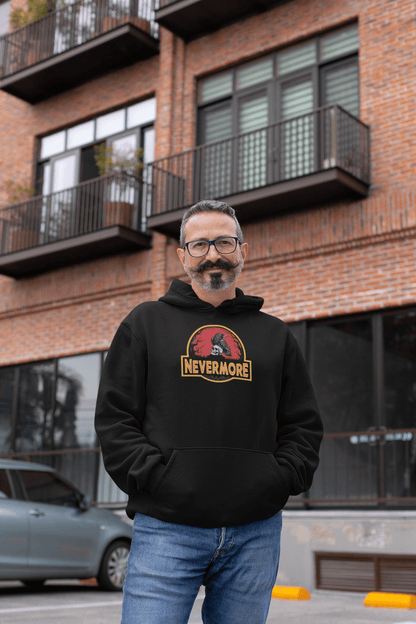Nevermore Raven Jurassic Poe Inspired Gothic Hoodie - Inken Image