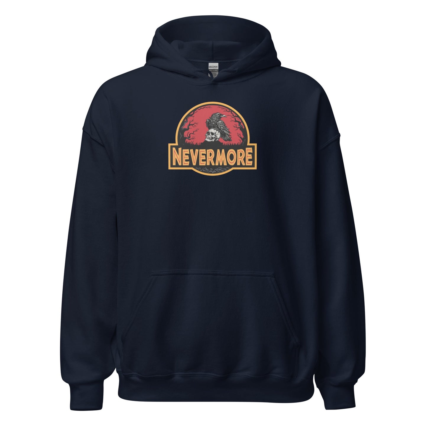 Nevermore Raven Jurassic Poe Inspired Gothic Hoodie - Inken Image