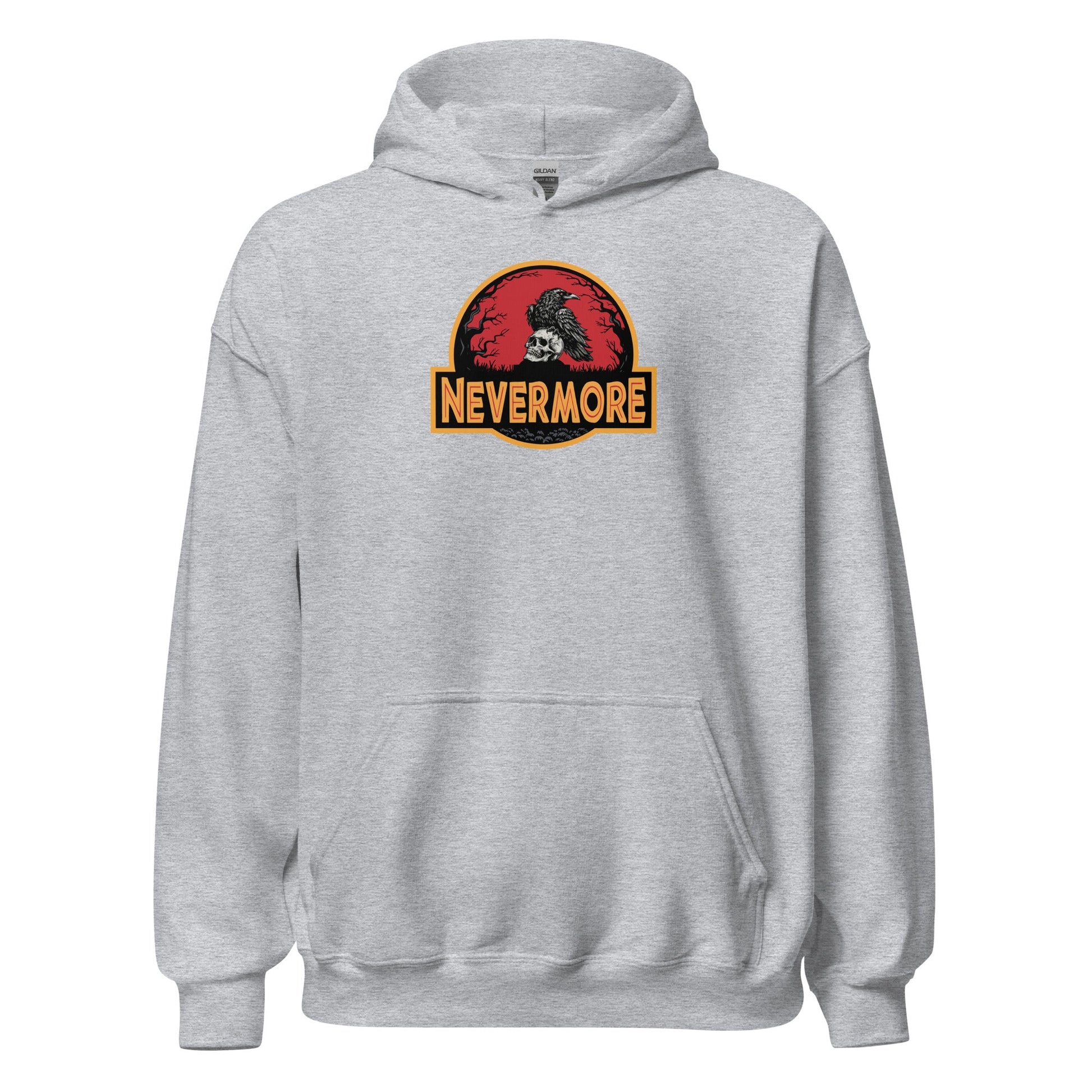 Nevermore Raven Jurassic Poe Inspired Gothic Hoodie - Inken Image