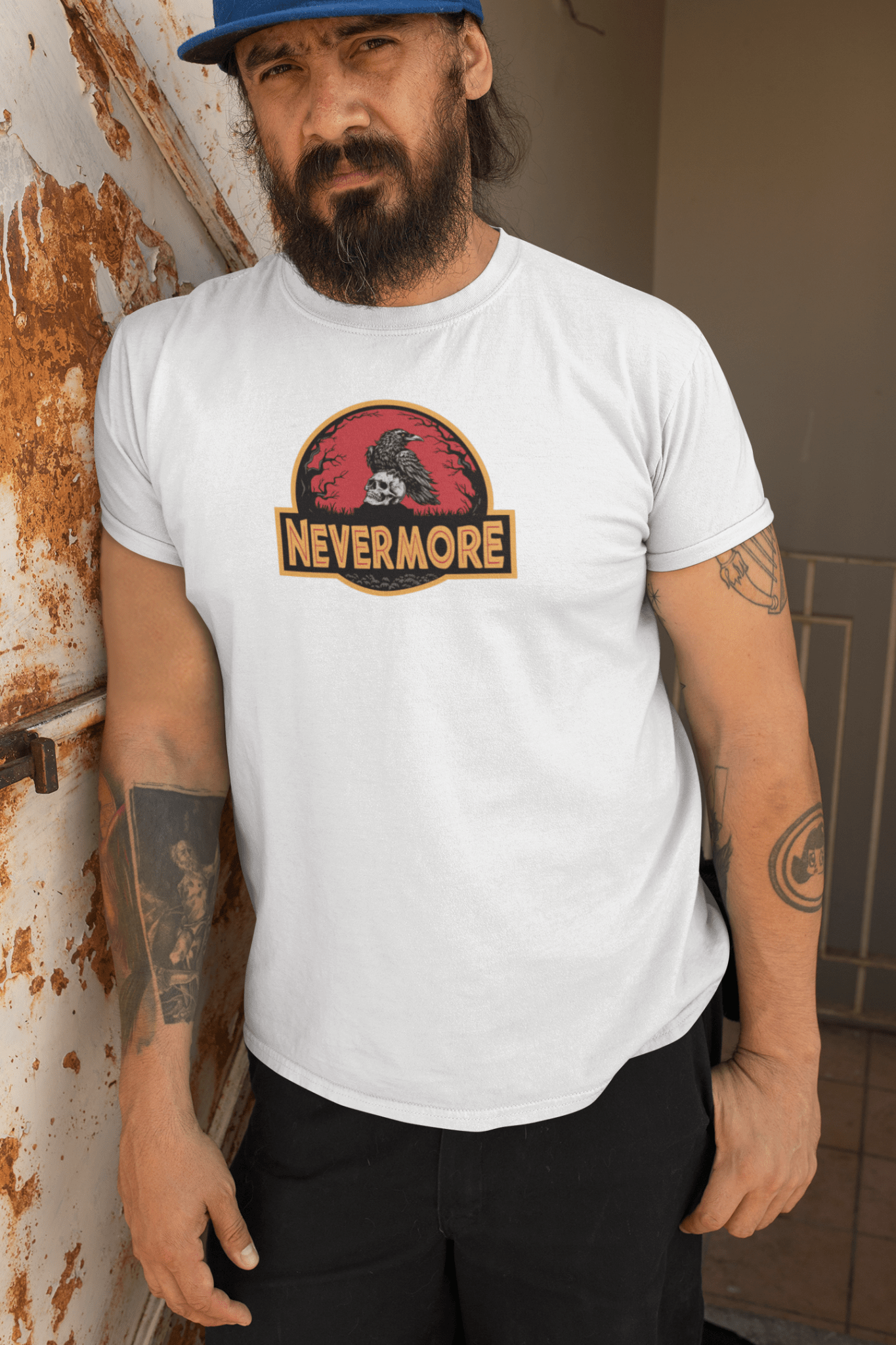 Nevermore Raven Jurassic Poe Inspired Gothic T-Shirt - Inken Image