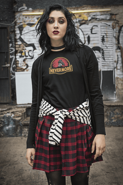 Nevermore Raven Jurassic Poe Inspired Gothic T-Shirt - Inken Image
