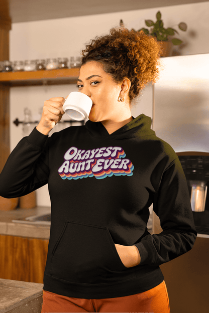 Okayest Aunt Ever Retro Typography Hoodie - Inken Image