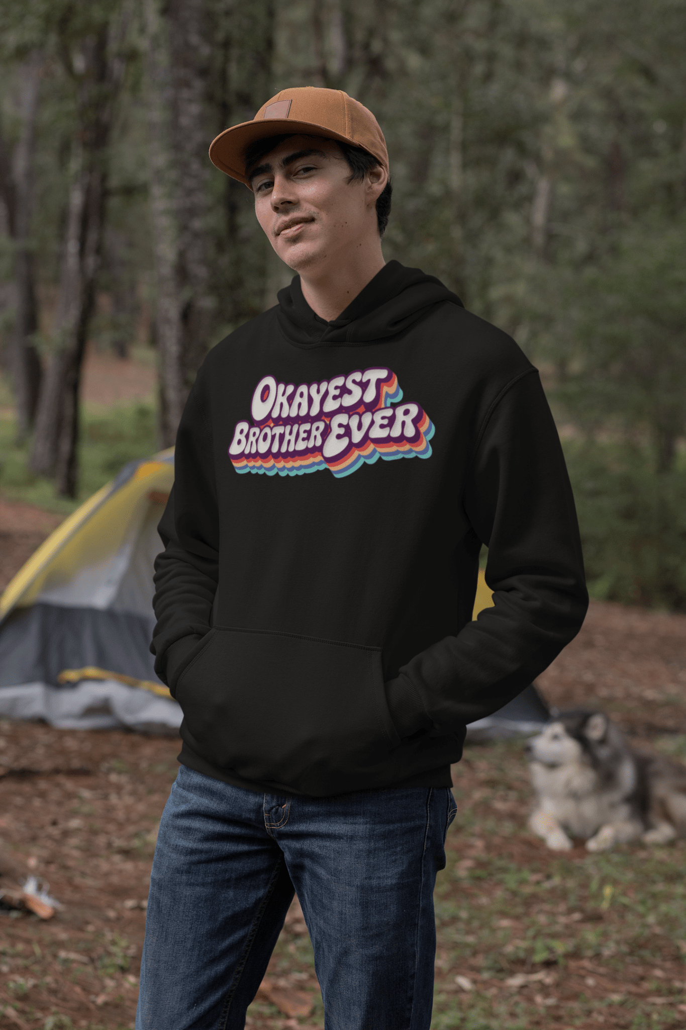 Okayest Brother Ever Retro Typography Hoodie - Inken Image