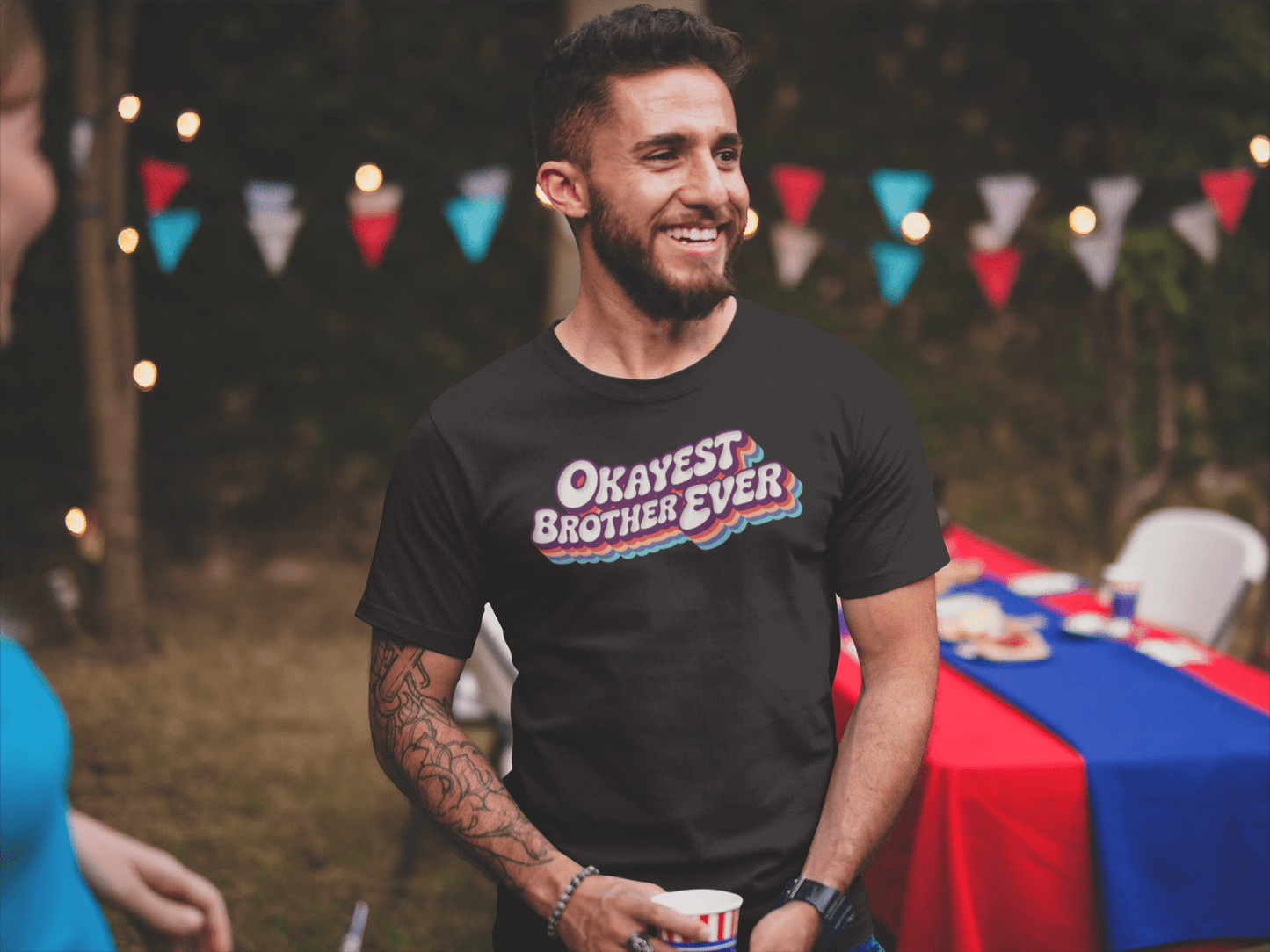 Okayest Brother Ever Retro Typography T-Shirt - Inken Image