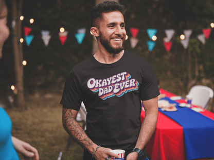 Okayest Dad Ever Retro Typography T-Shirt - Inken Image