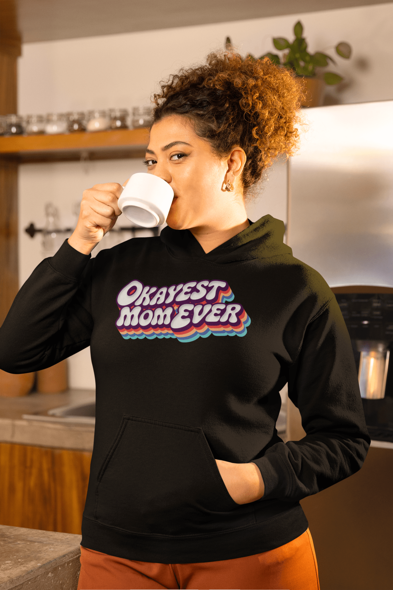 Okayest Mom Ever Retro Typography Hoodie - Inken Image