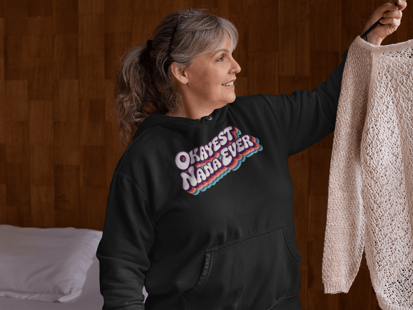 Okayest Nana Ever Retro Typography Hoodie - Inken Image