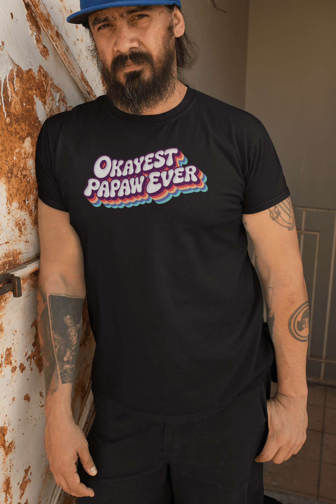 Okayest Papaw Ever Retro Typography T-Shirt - Inken Image