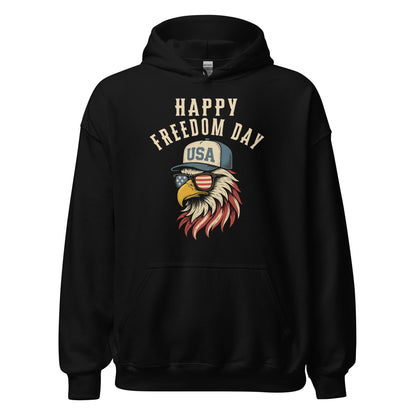 Patriotic Bald Eagle Happy Freedom Day Hoodie - Inken Image