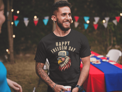 Patriotic Bald Eagle Happy Freedom Day T-Shirt - Inken Image