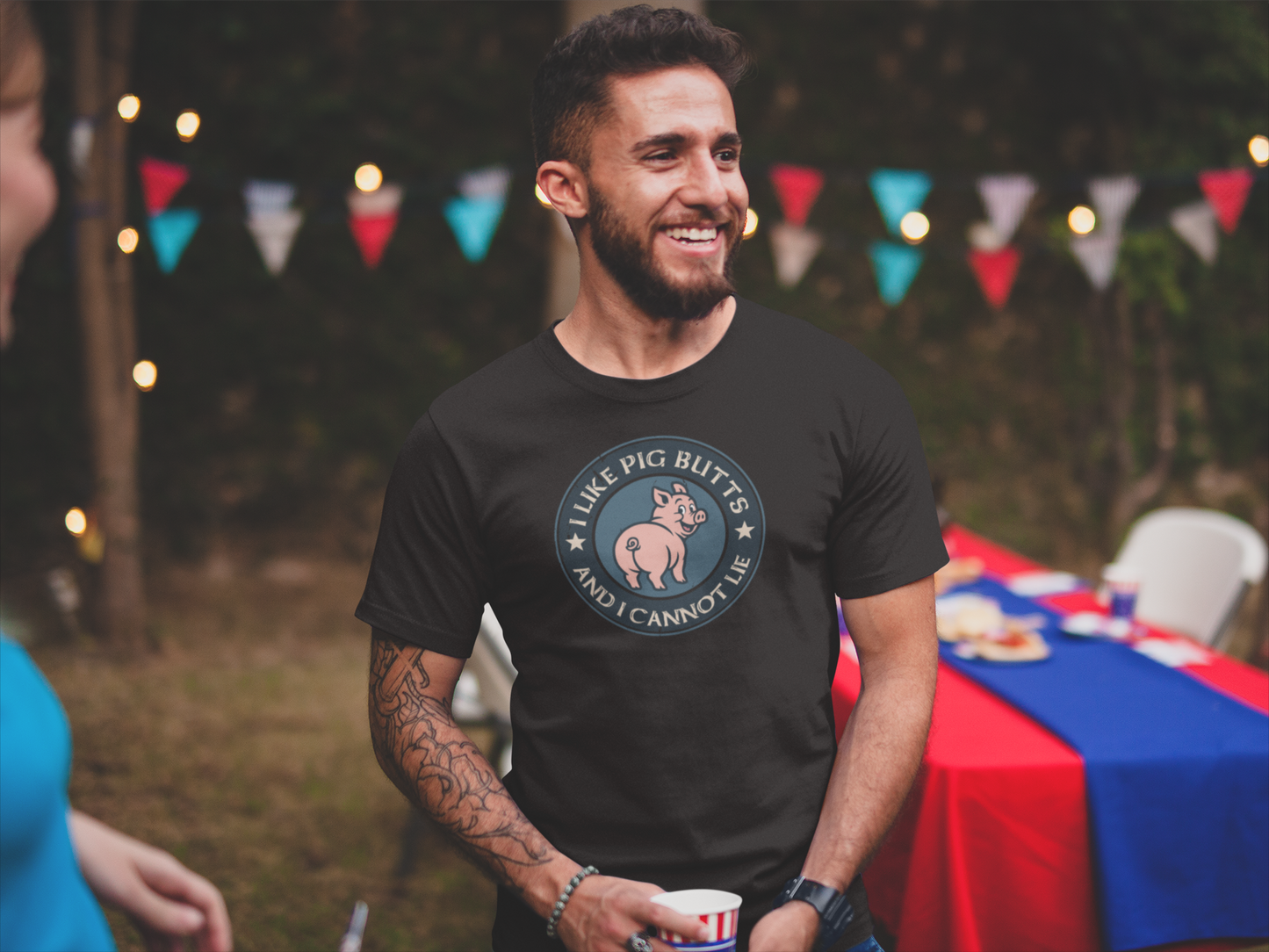 I Like Pig Butts And I Cannot Lie BBQ Emblem T-Shirt