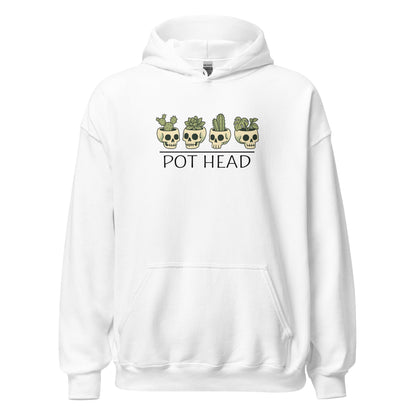 Pot Head Funny Plant Lover Hoodie Skull Succulent Graphic Sweatshirt - Inken Image