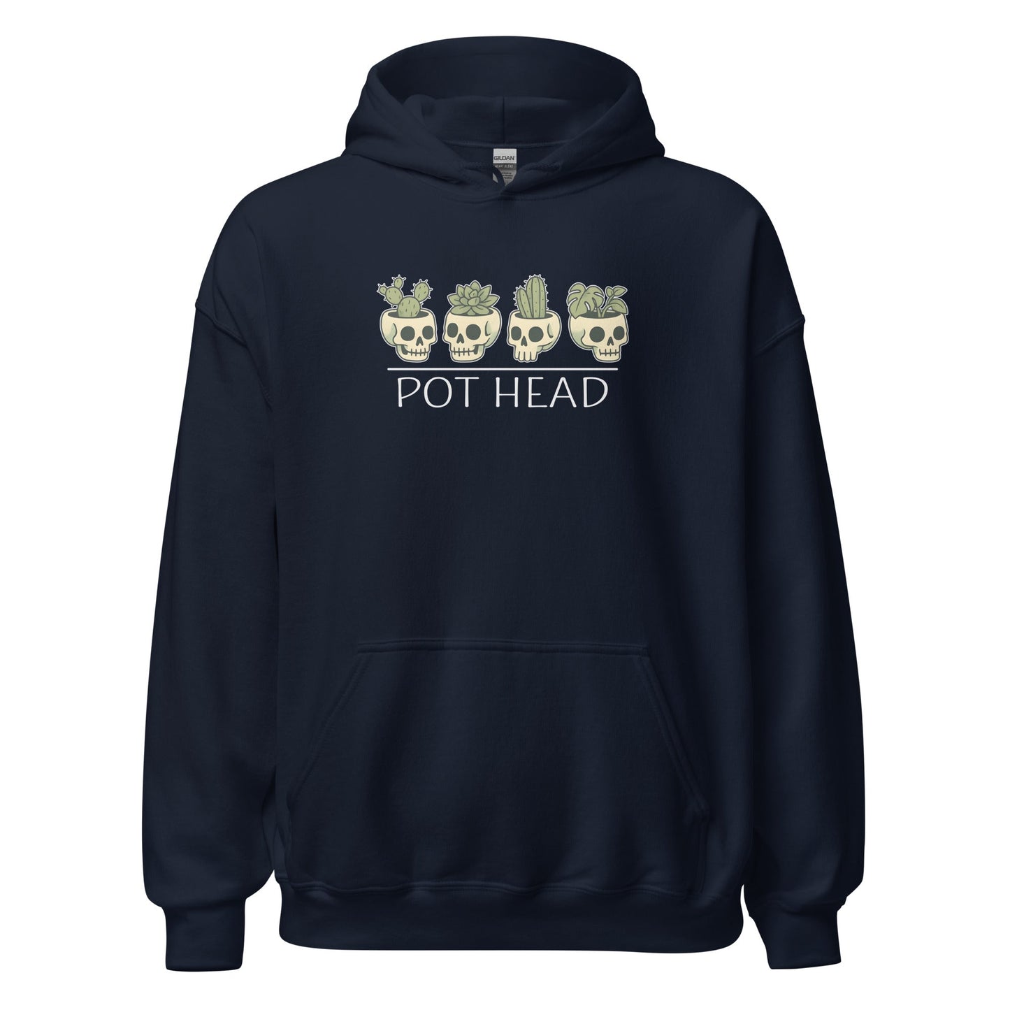 Pot Head Funny Plant Lover Hoodie Skull Succulent Graphic Sweatshirt - Inken Image