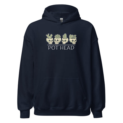 Pot Head Funny Plant Lover Hoodie Skull Succulent Graphic Sweatshirt - Inken Image