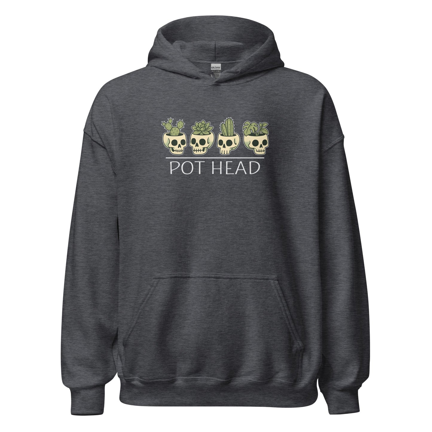Pot Head Funny Plant Lover Hoodie Skull Succulent Graphic Sweatshirt - Inken Image