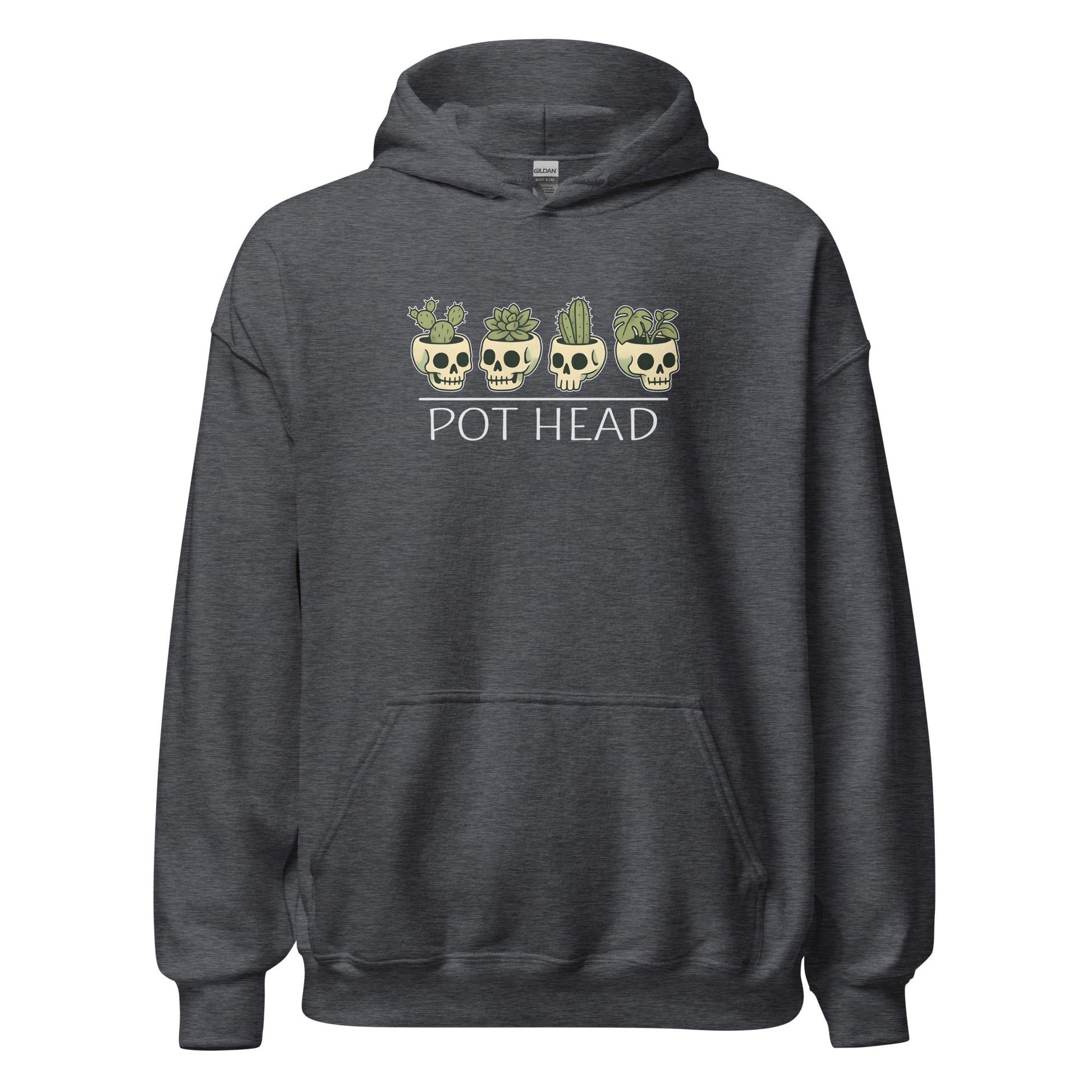 Pot Head Funny Plant Lover Hoodie Skull Succulent Graphic Sweatshirt - Inken Image