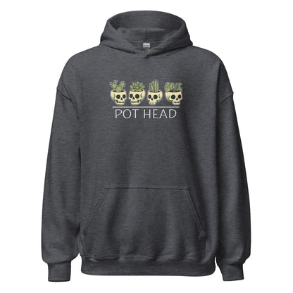 Pot Head Funny Plant Lover Hoodie Skull Succulent Graphic Sweatshirt - Inken Image