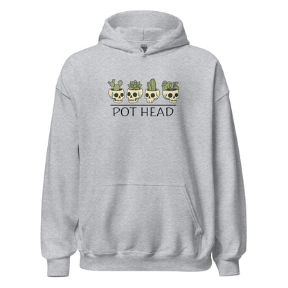 Pot Head Funny Plant Lover Hoodie Skull Succulent Graphic Sweatshirt - Inken Image
