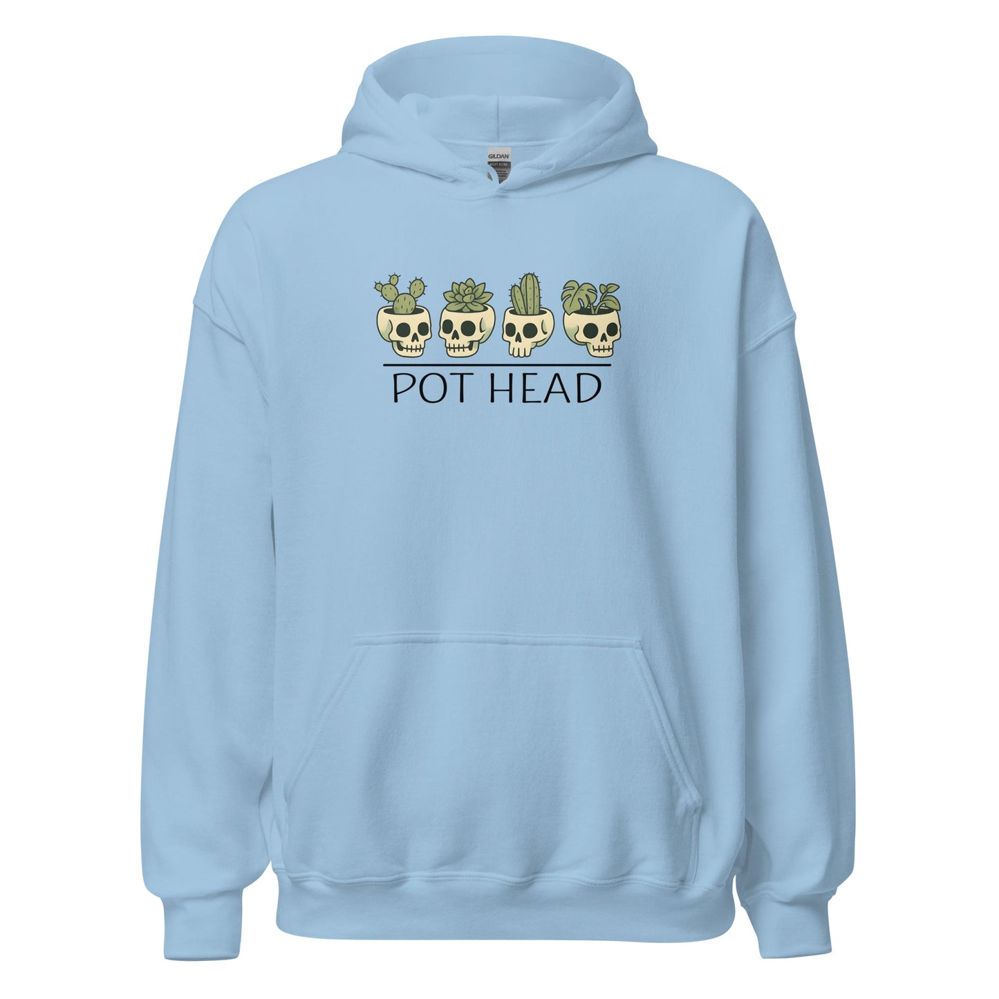 Pot Head Funny Plant Lover Hoodie Skull Succulent Graphic Sweatshirt - Inken Image