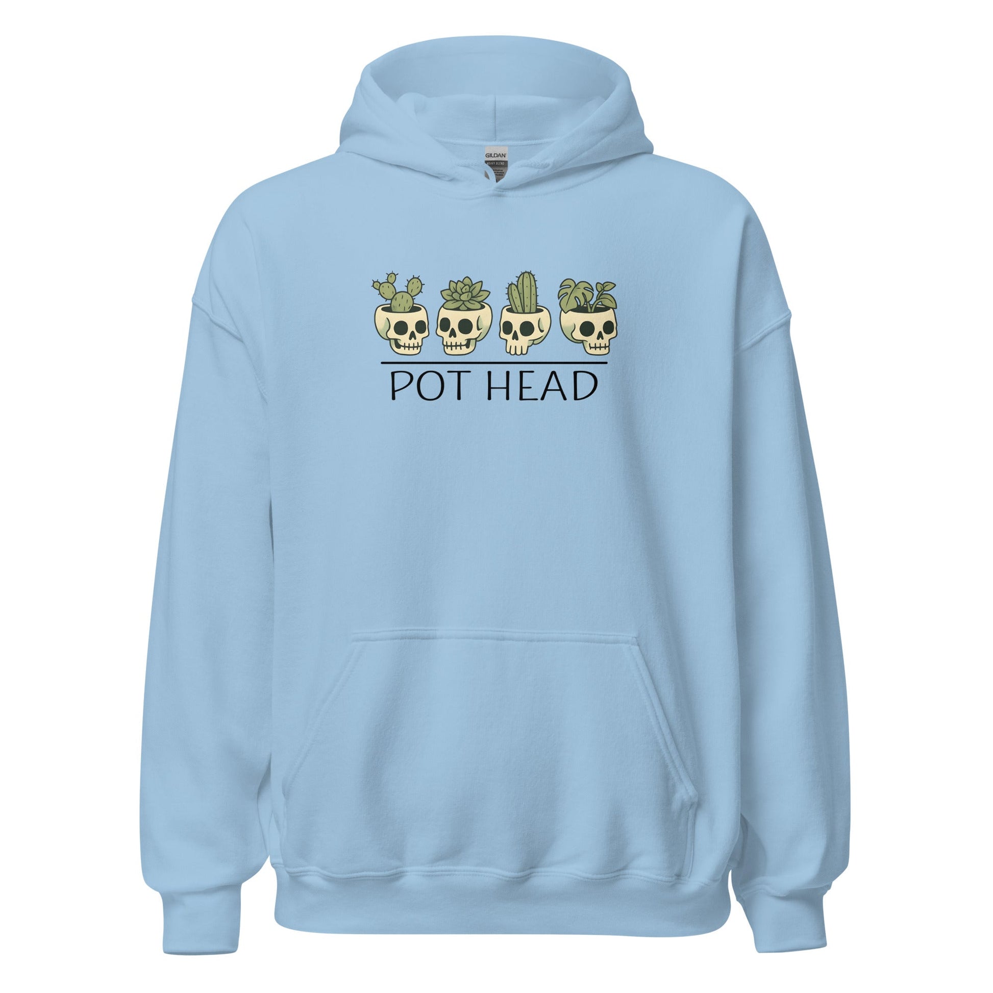 Pot Head Funny Plant Lover Hoodie Skull Succulent Graphic Sweatshirt - Inken Image
