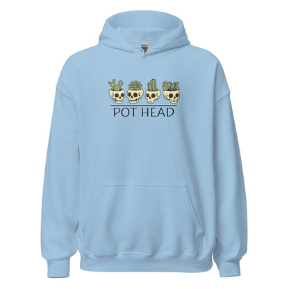 Pot Head Funny Plant Lover Hoodie Skull Succulent Graphic Sweatshirt - Inken Image